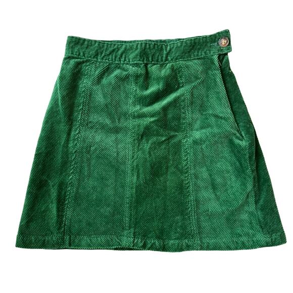 ModCloth Ephemeral Emerald Green Corduroy Preppy School Girl Mini Skirt, Size 6 - Picture 1 of 7